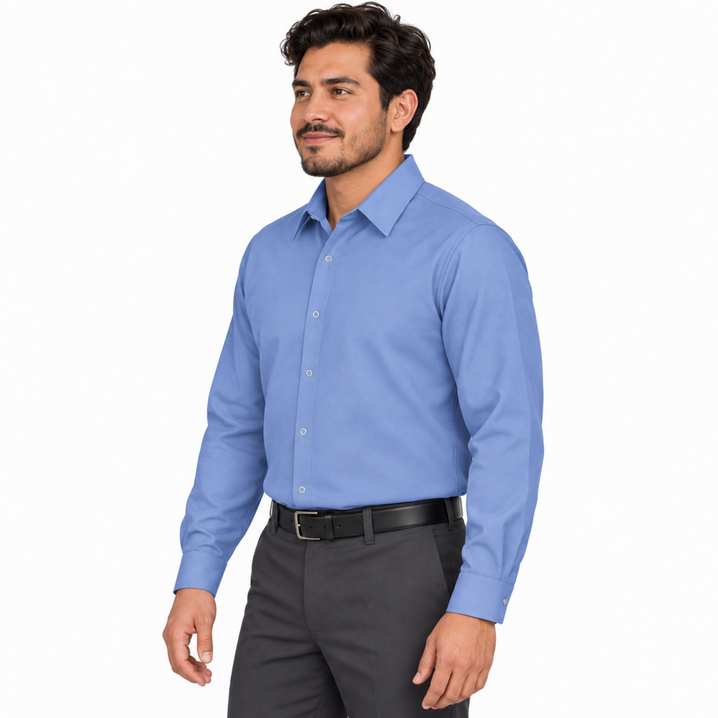 Camisa de trabajo Red Kap SP16 para hombre azul cielo, perfil izquierdo fajada 04