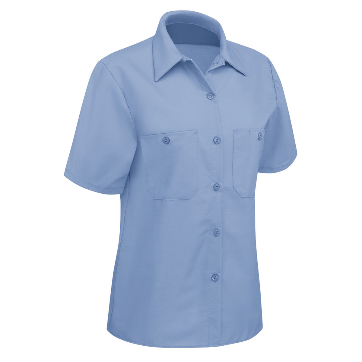 Blusa de trabajo Red Kap SP23 para mujer azul cielo, prenda sola perfil izquierdo | color:azul-cielo