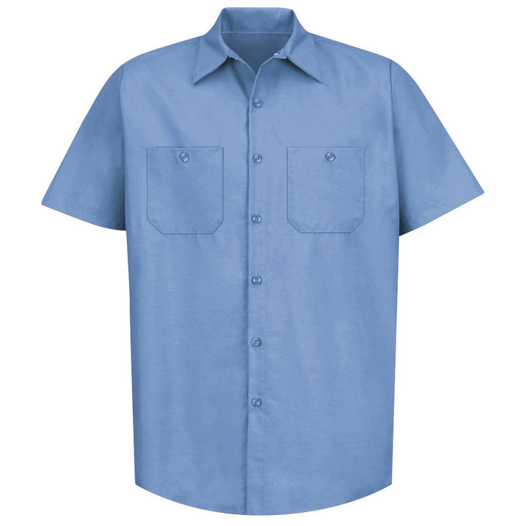 Camisa de trabajo Red Kap SP24 para hombre azul claro, prenda sola frontal