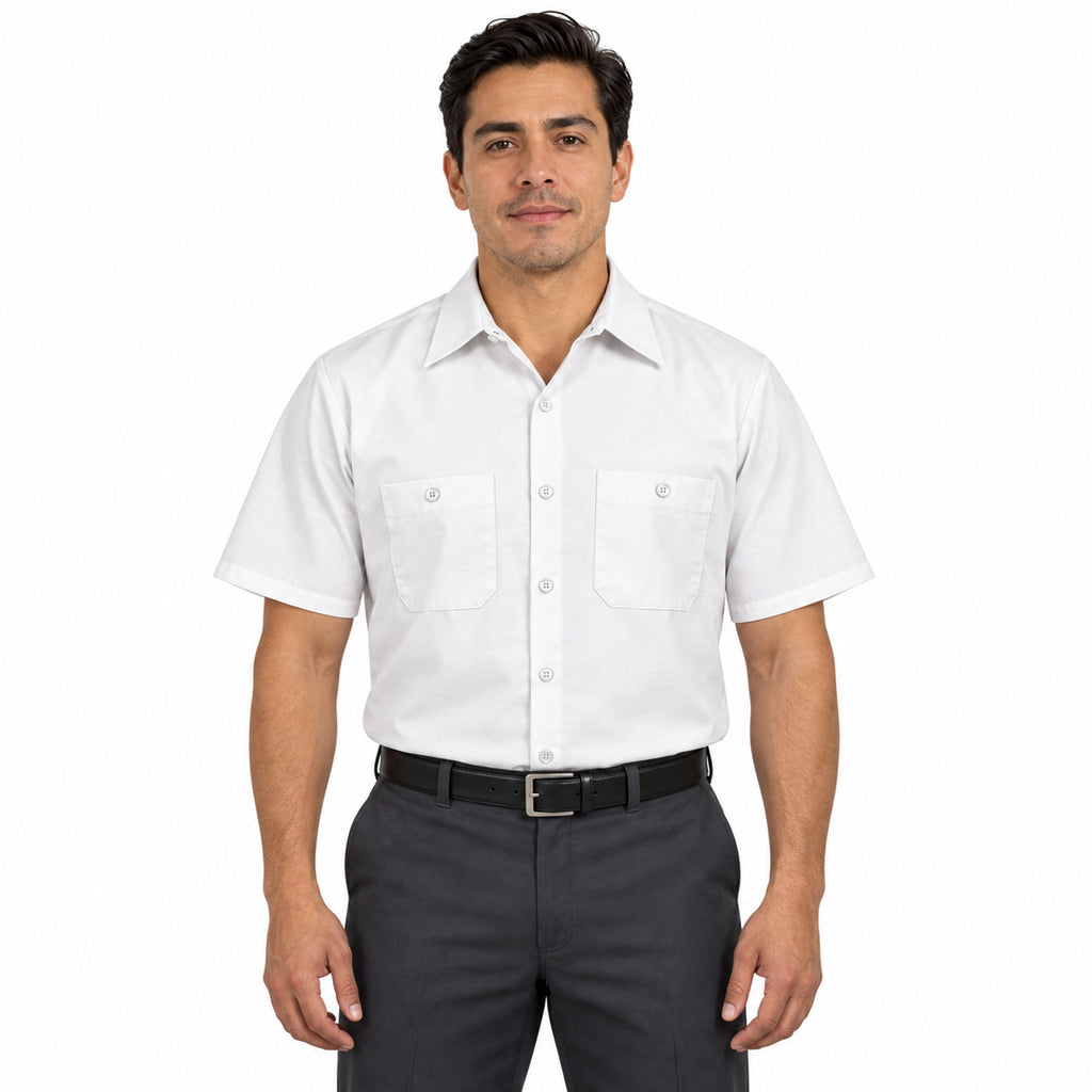 Camisa de trabajo Red Kap SP24 para hombre blanca, frontal fajada