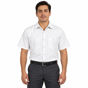 Camisa de trabajo Red Kap SP24 para hombre blanca, frontal fajada | color:blanca