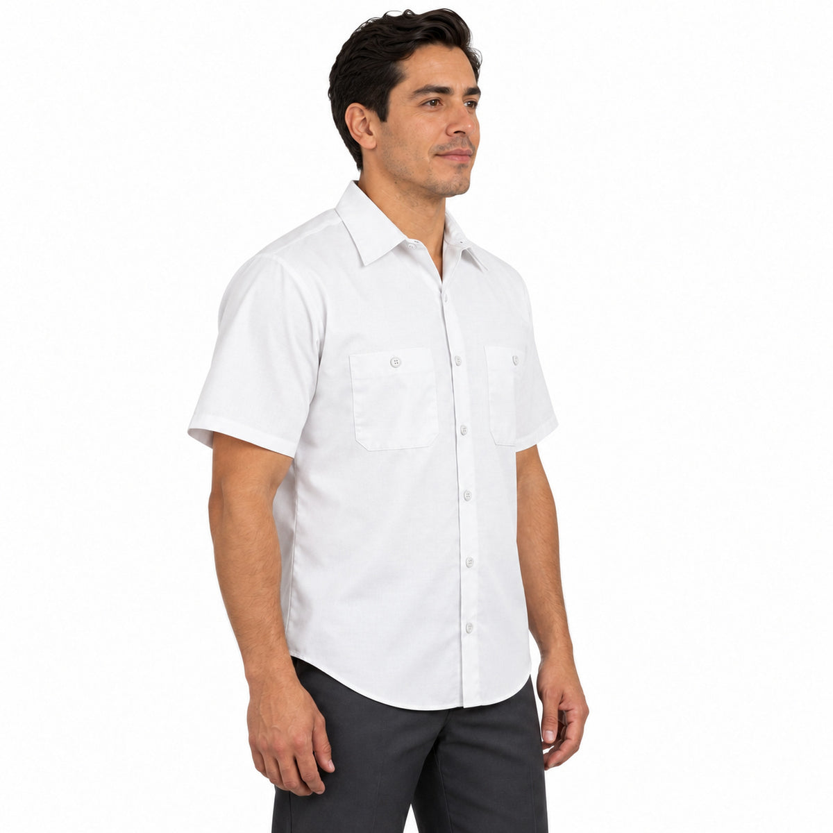 Camisa de trabajo Red Kap SP24 para hombre blanca, perfil derecho desfajada | color:blanca