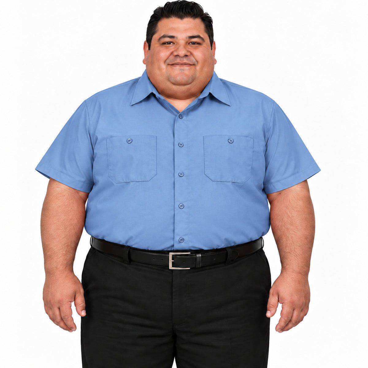 Camisa de trabajo Red Kap SP24 para hombre talla extra azul claro, frontal fajada | color:azul-claro