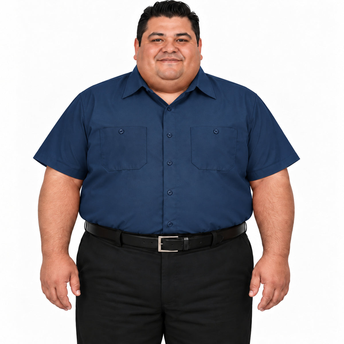 Camisa de trabajo Red Kap SP24 para hombre talla extra azul marino, frontal fajada | color:azul-marino