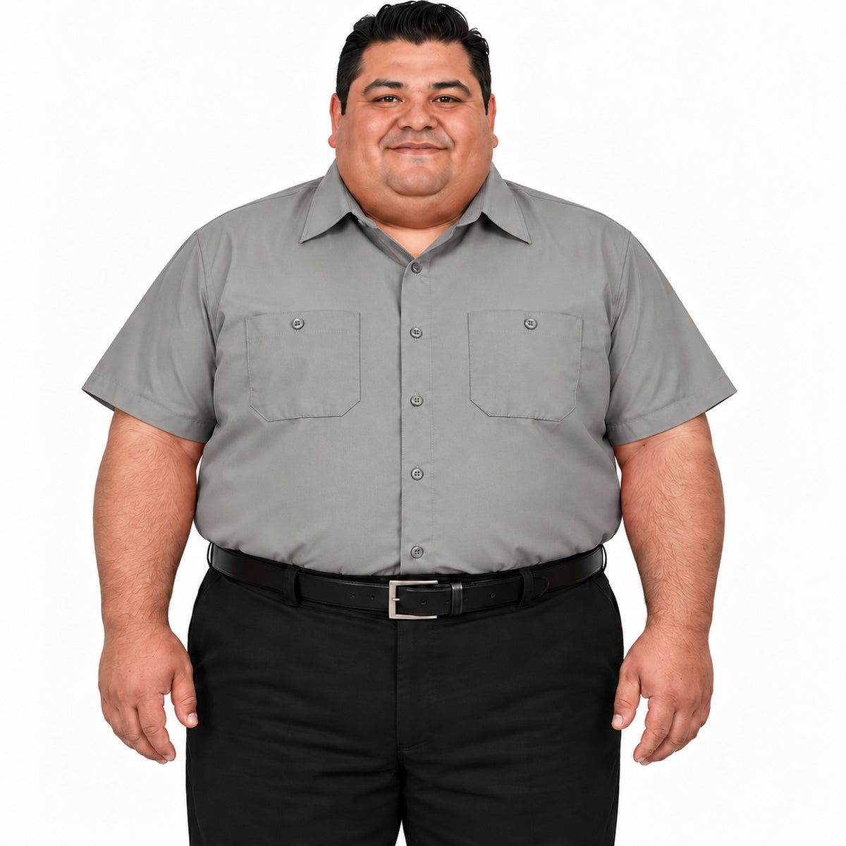 Camisa de trabajo Red Kap SP24 para hombre talla extra gris, frontal fajada | color:gris