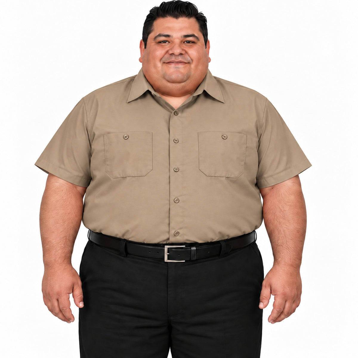 Camisa de trabajo Red Kap SP24 para hombre talla extra khaki, frontal fajada | color:khaki