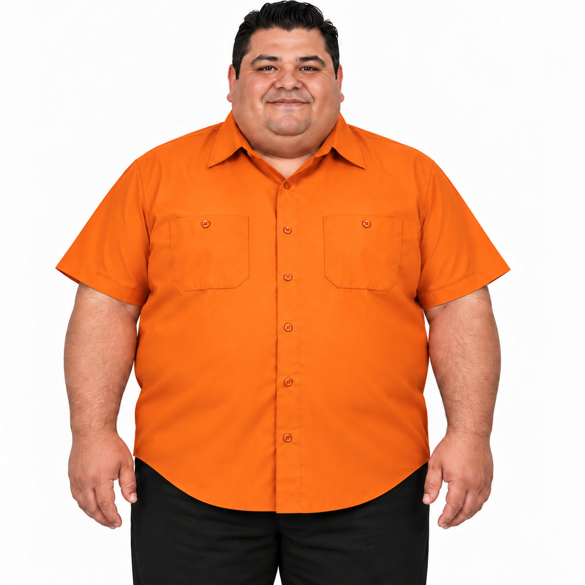 Camisa de trabajo Red Kap SP24 para hombre talla extra naranja, frontal desfajada | color:naranja