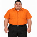 Camisa de trabajo Red Kap SP24 para hombre talla extra naranja, frontal fajada | color:naranja