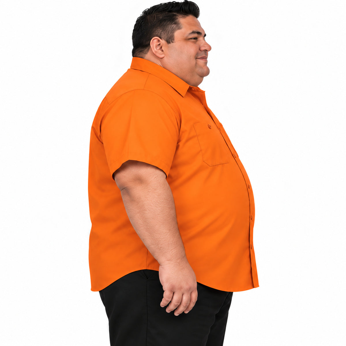 Camisa de trabajo Red Kap SP24 para hombre talla extra naranja, perfil derecho desfajada | color:naranja
