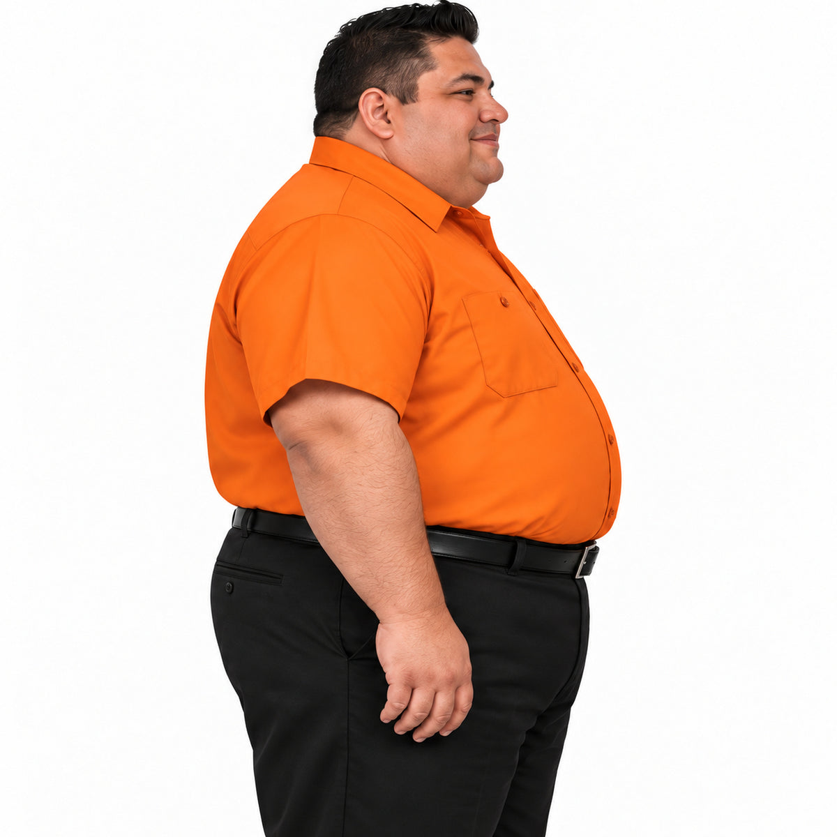 Camisa de trabajo Red Kap SP24 para hombre talla extra naranja, perfil derecho fajada | color:naranja