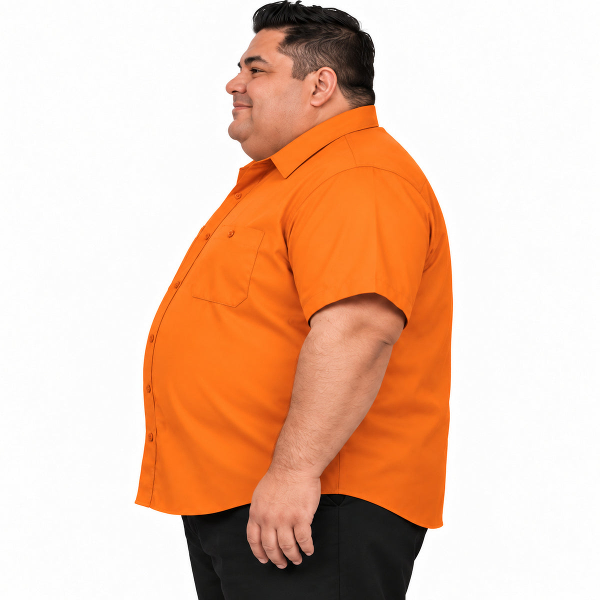 Camisa de trabajo Red Kap SP24 para hombre talla extra naranja, perfil izquierdo desfajada | color:naranja