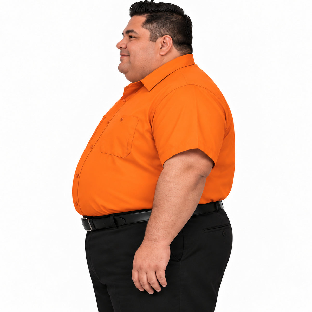 Camisa de trabajo Red Kap SP24 para hombre talla extra naranja, perfil izquierdo fajada | color:naranja