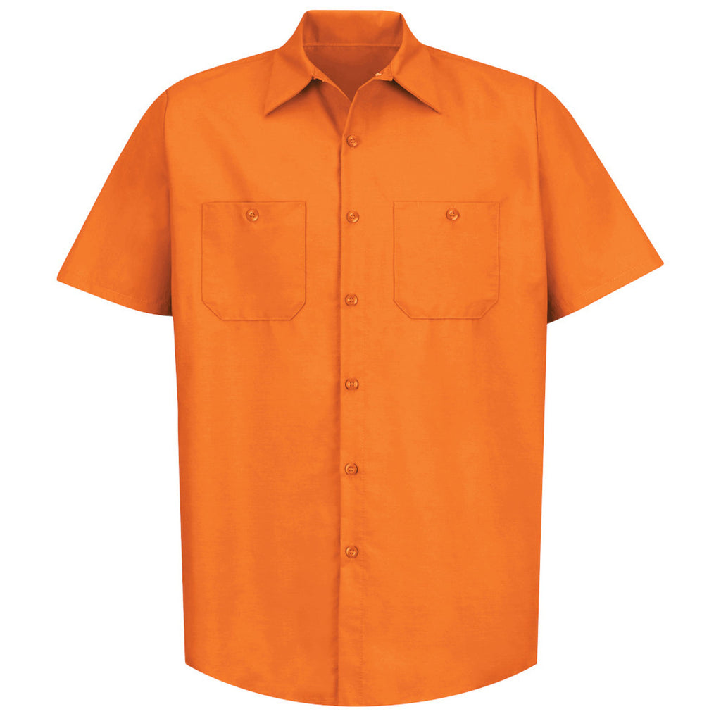 Camisa de trabajo Red Kap SP24 naranja para hombre, prenda sola vista frontal