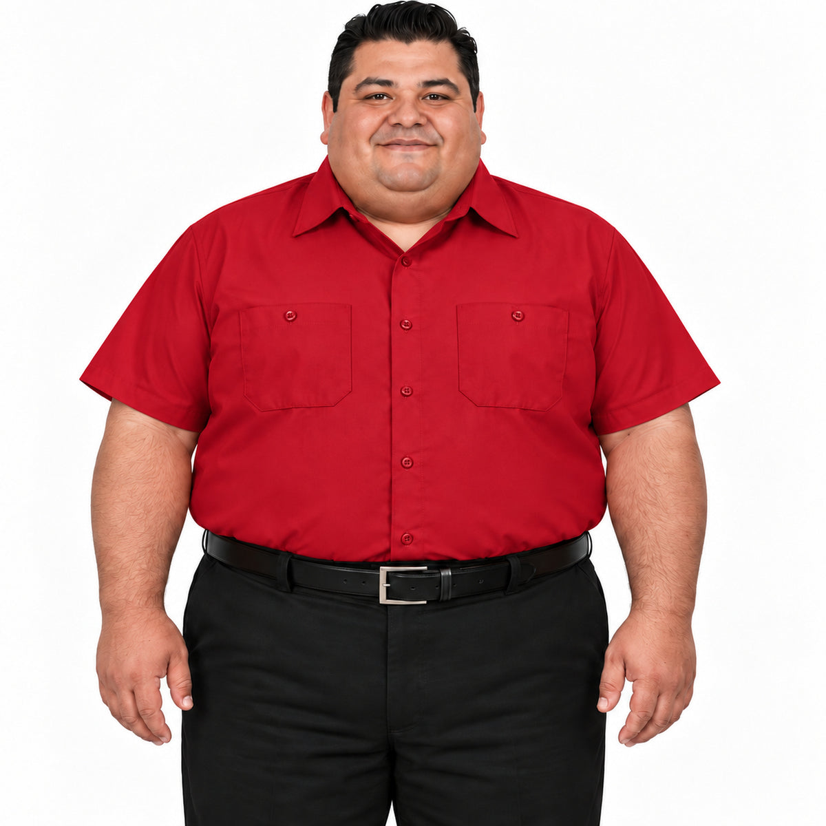 Camisa de trabajo Red Kap SP24 para hombre talla extra rojo, frontal fajada | color:roja