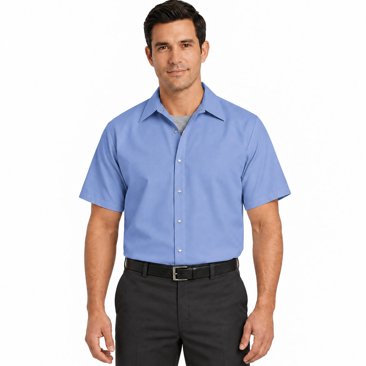 Camisa de trabajo Red Kap SP26 para hombre Azul claro, frontal fajada | color:azul-claro