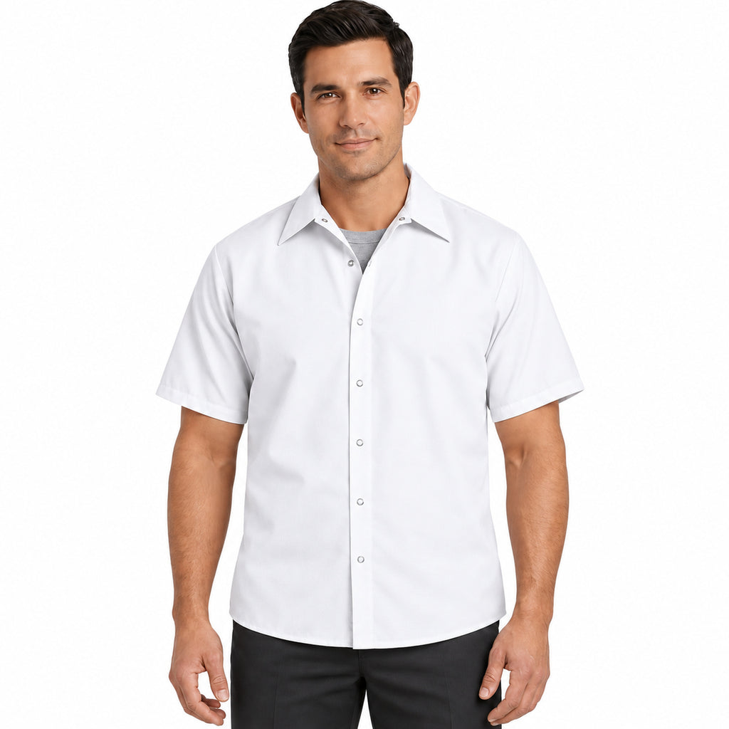 Camisa de trabajo Red Kap SP26 para hombre Blanca, frontal desfajada