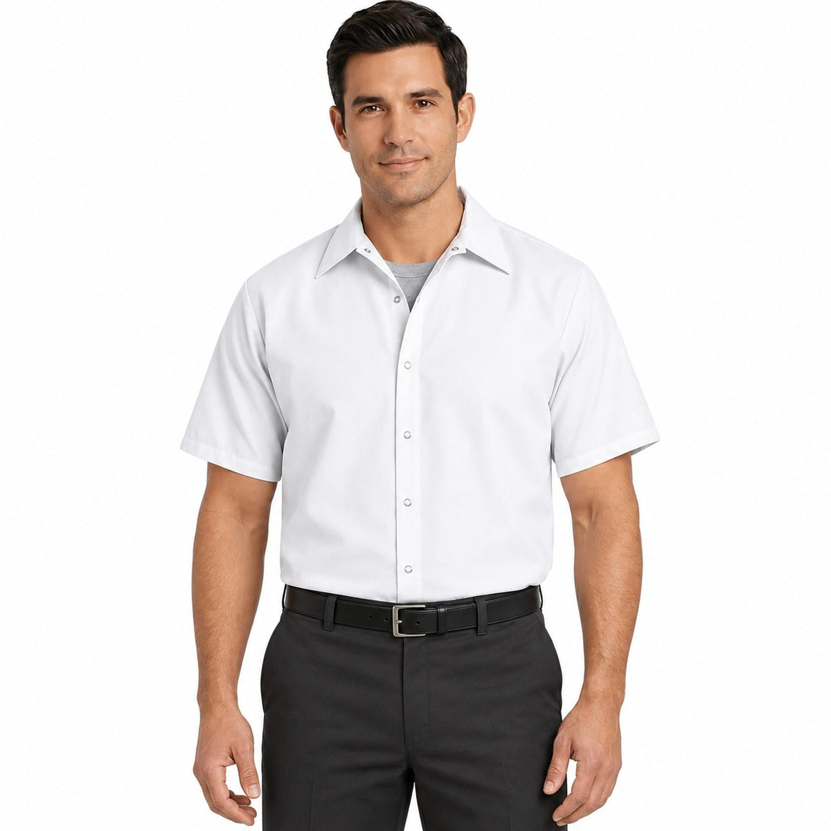 Camisa de trabajo Red Kap SP26 para hombre Blanca, frontal fajada | color:blanca