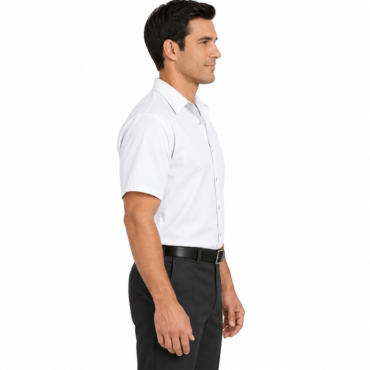Camisa de trabajo Red Kap SP26 para hombre Blanca, perfil derecho fajada | color:blanca
