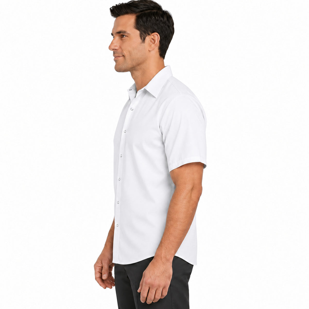 Camisa de trabajo Red Kap SP26 para hombre Blanca, perfil izquierdo desfajada | color:blanca