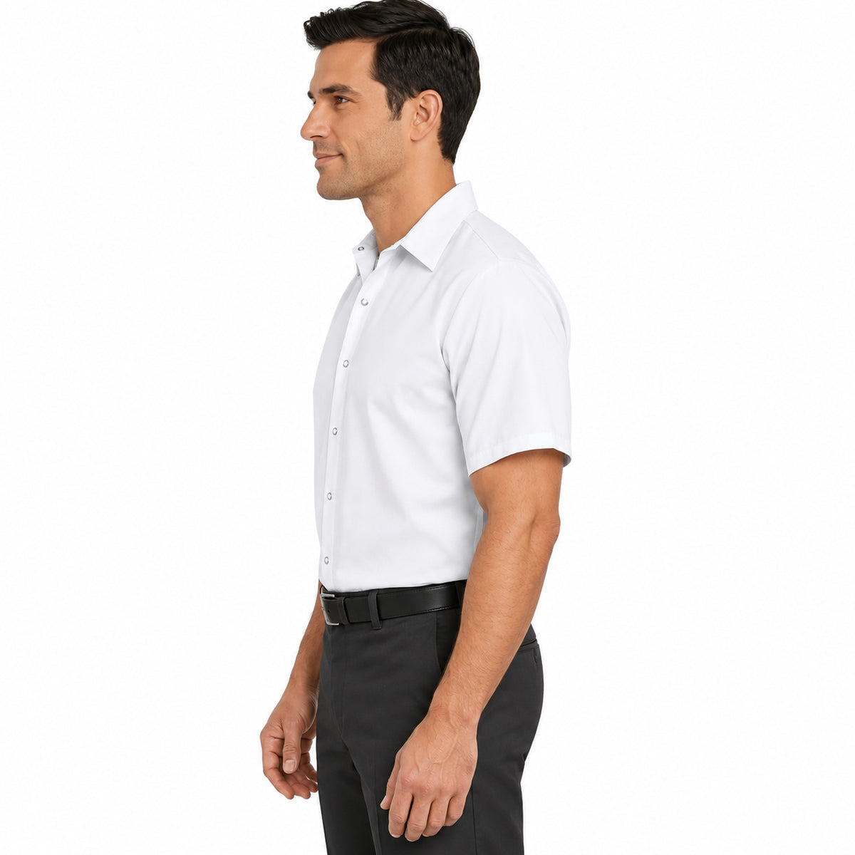 Camisa de trabajo Red Kap SP26 para hombre Blanca, perfil izquierdo fajada | color:blanca