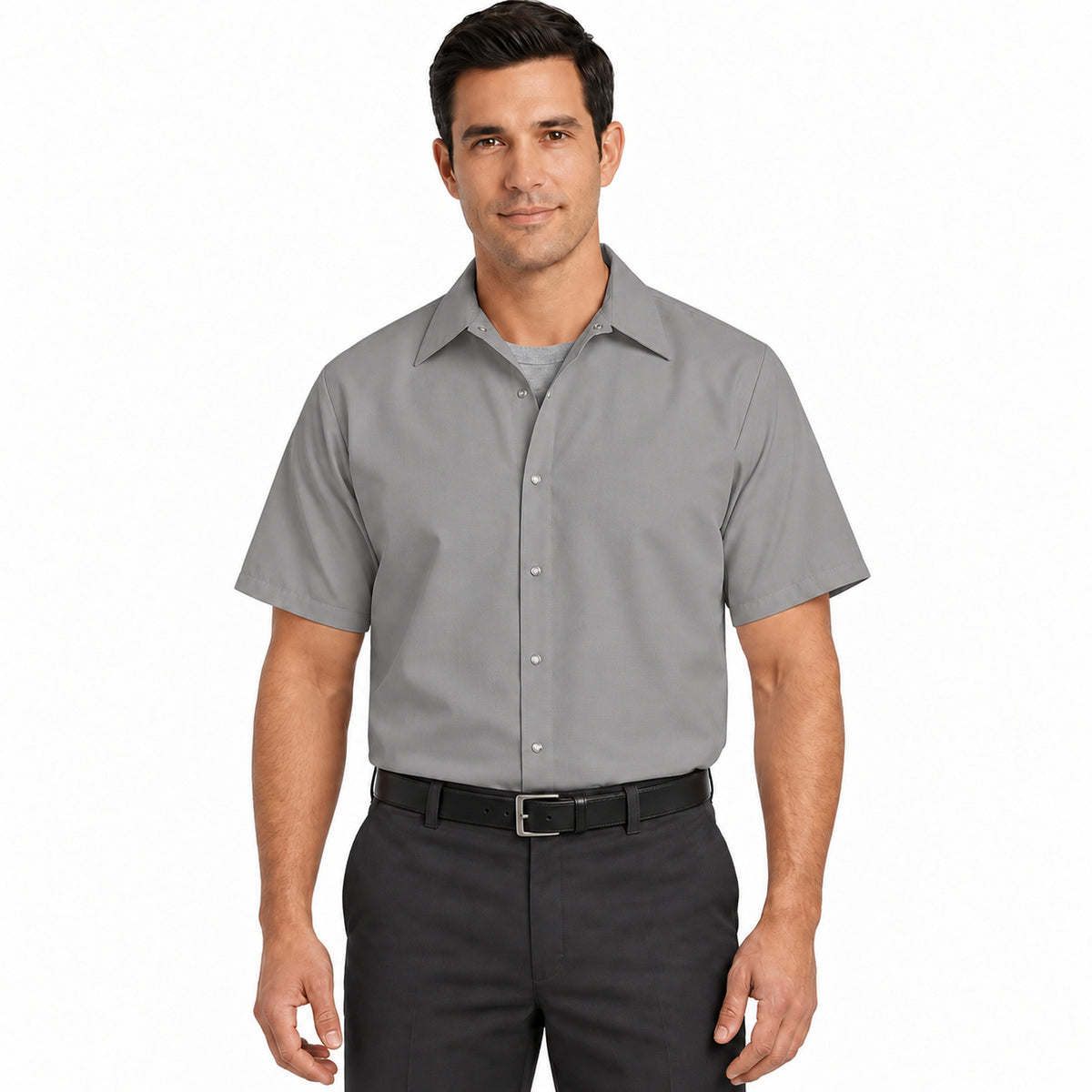 Camisa de trabajo Red Kap SP26 para hombre Gris, frontal fajada | color:gris
