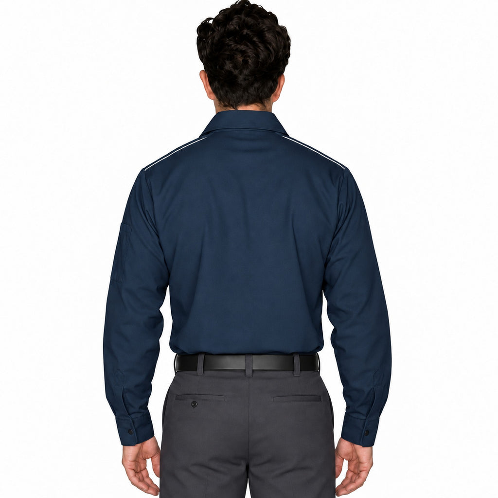 Camisa de trabajo Red Kap SP3A para hombre azul marino, espalda fajada