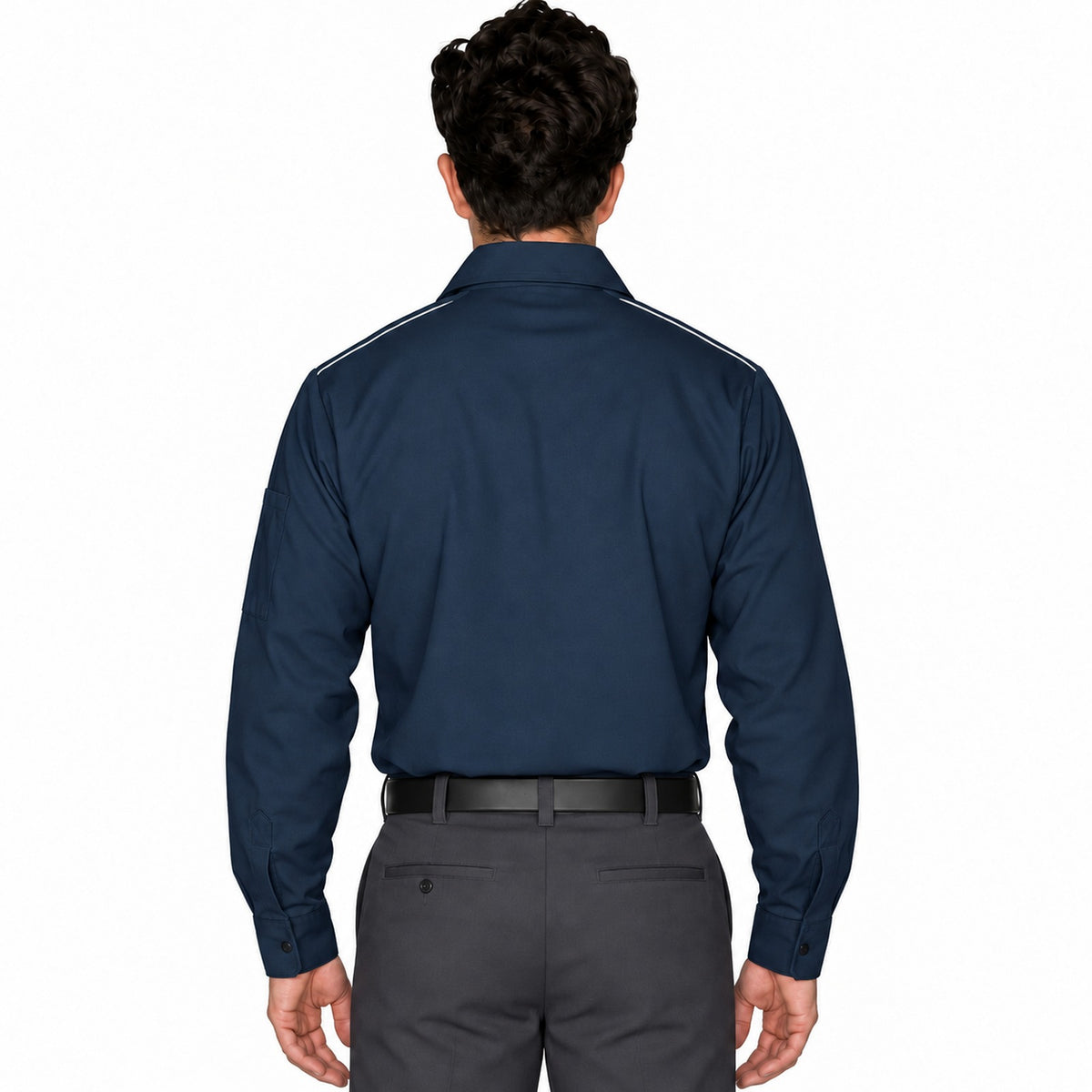 Camisa de trabajo Red Kap SP3A para hombre azul marino, espalda fajada | color:azul-marino