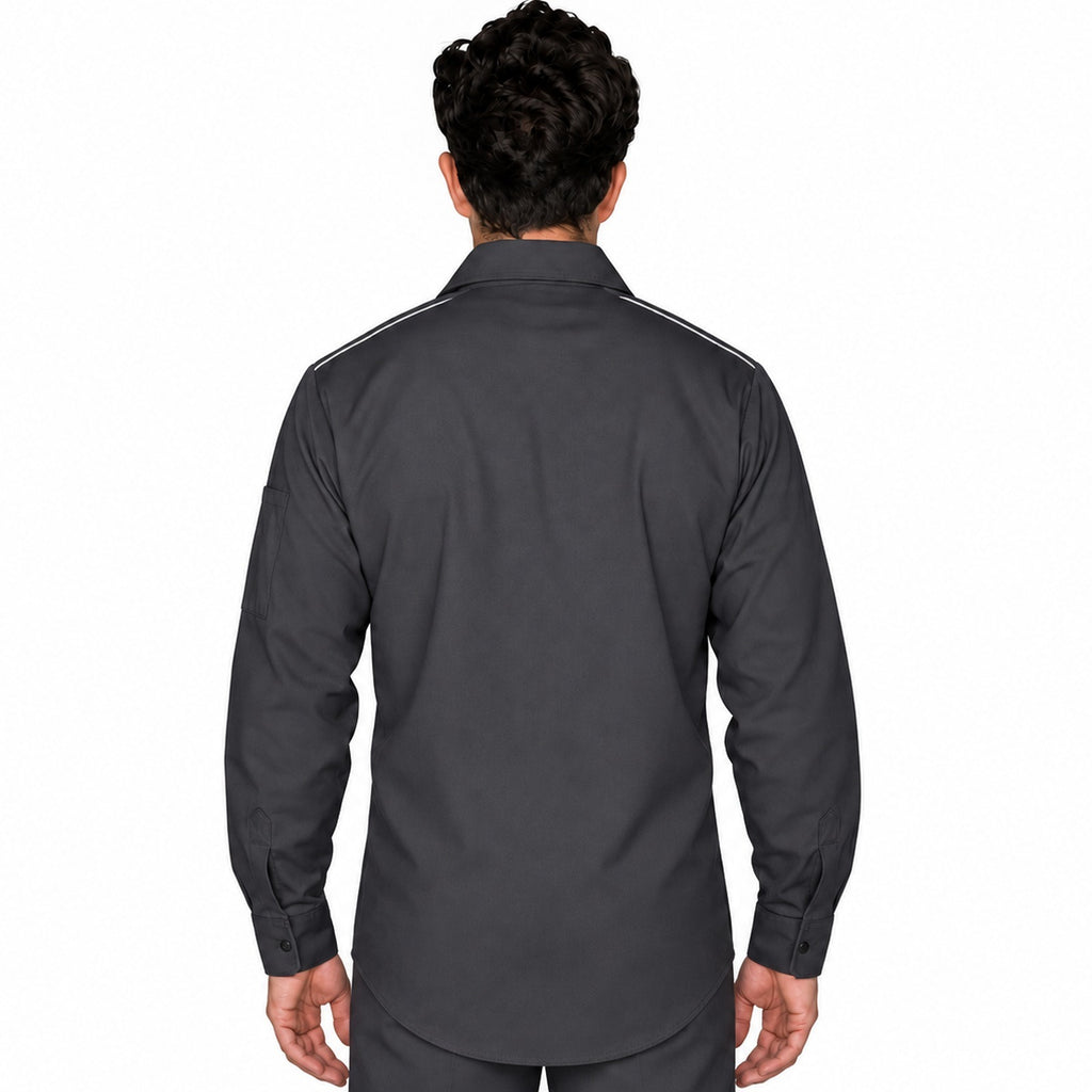 Camisa de trabajo Red Kap SP3A para hombre gris oxford, espalda desfajada