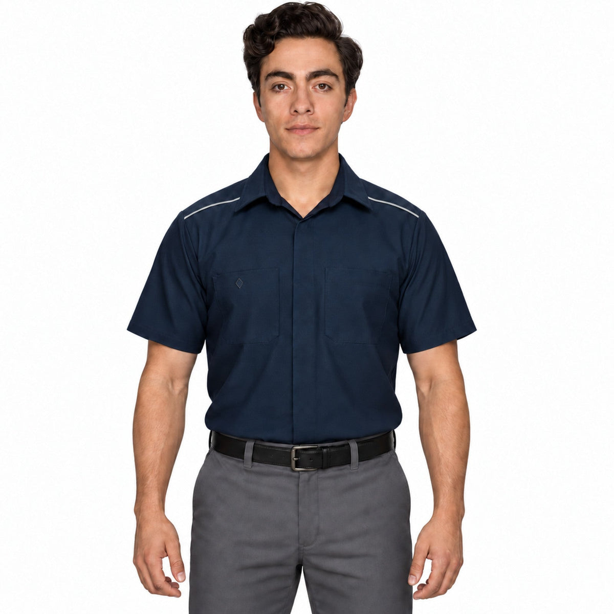 Red Kap SP4A camisa de trabajo para hombre color azul marino, frontal fajada | color:azul-marino