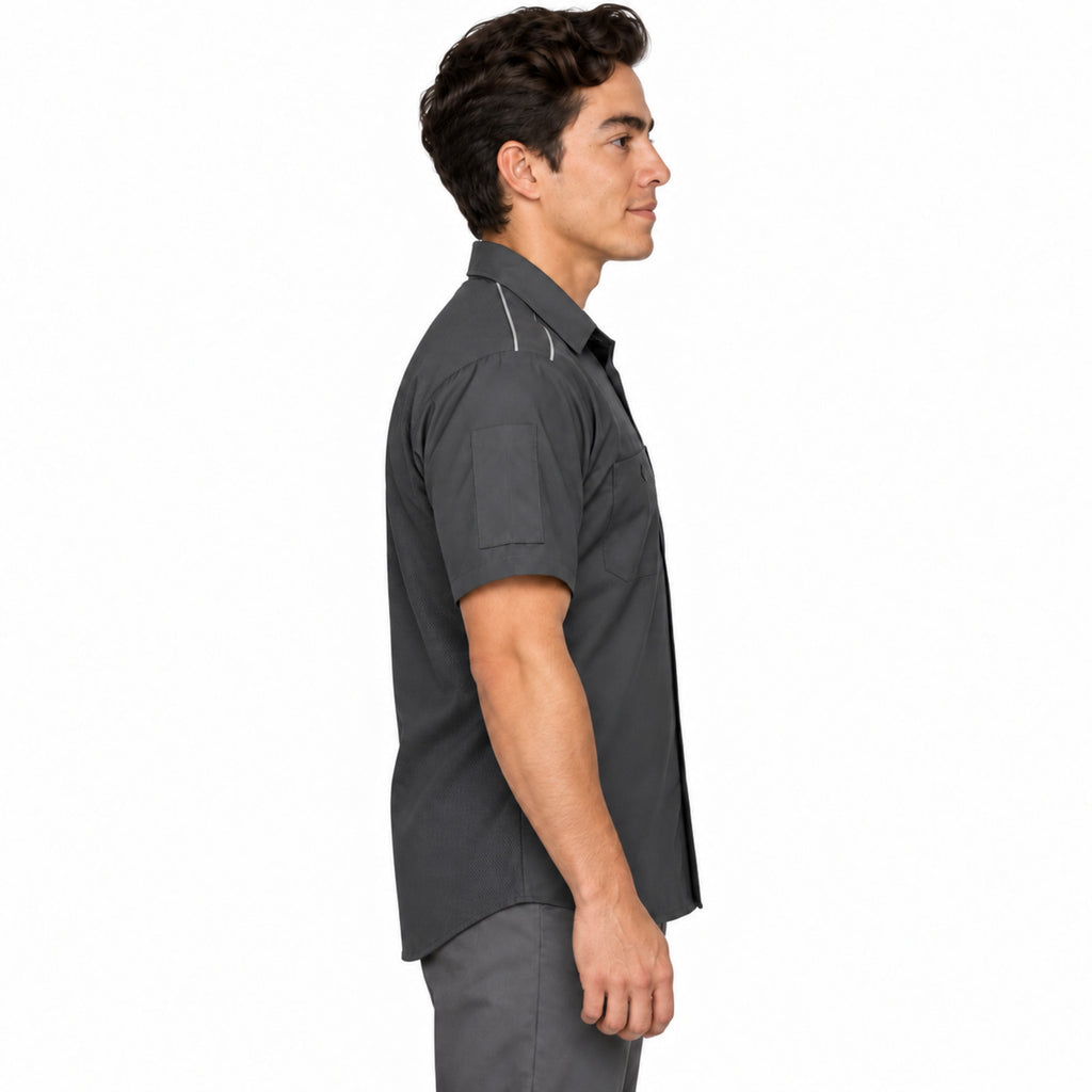 Red Kap SP4A camisa de trabajo para hombre color gris oxford, perfil derecho desfajada