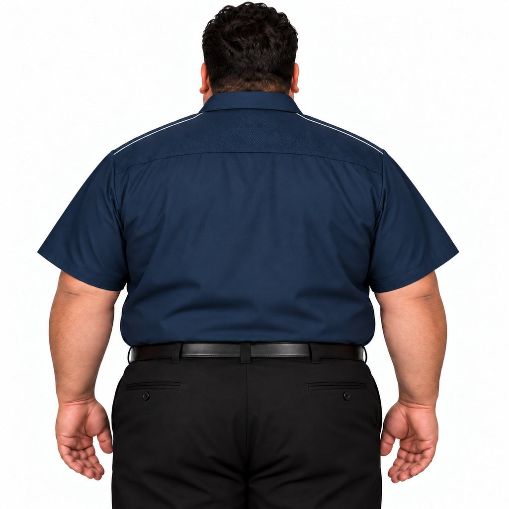 Camisa de trabajo Red Kap SP4A para hombre azul marino, espalda fajada