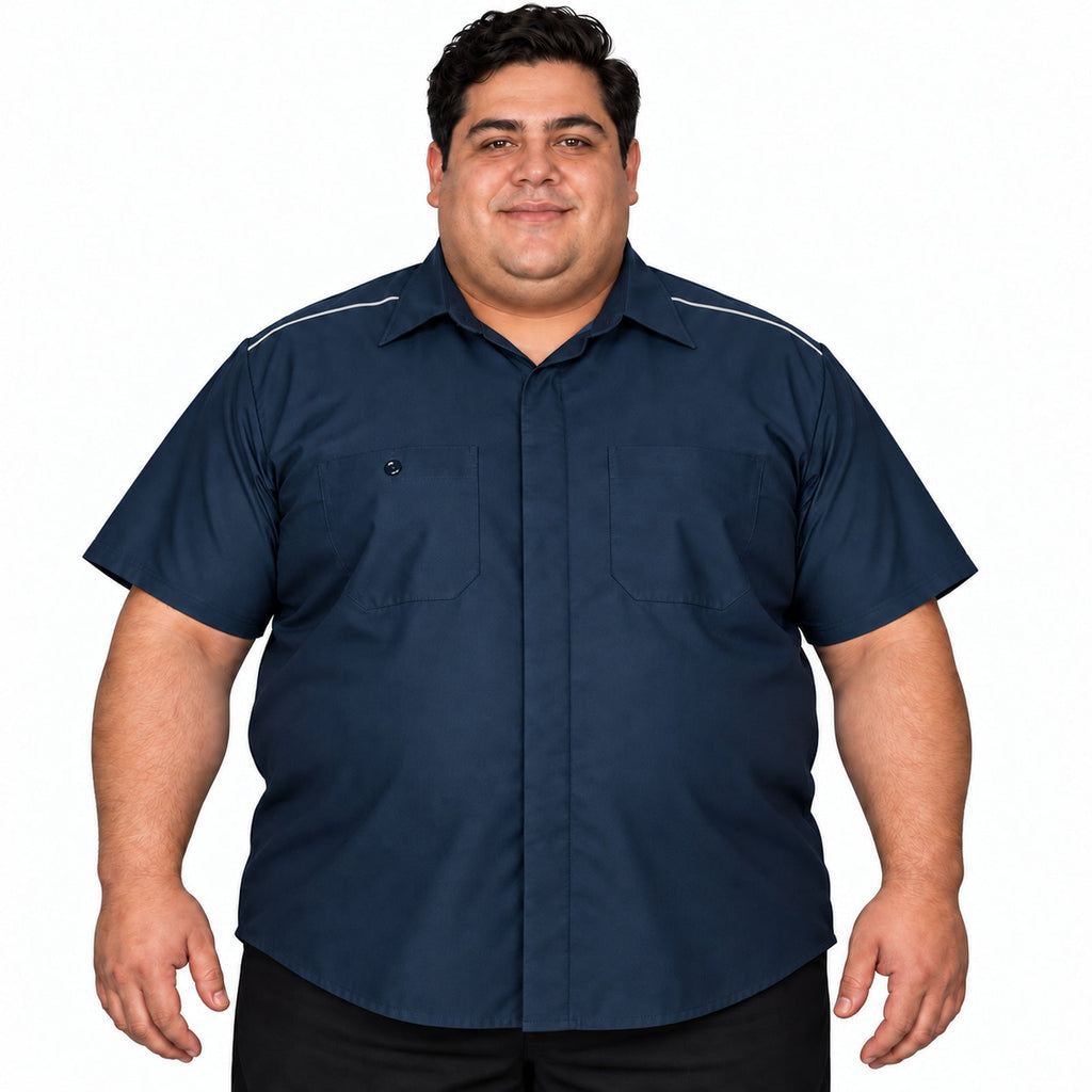 Camisa de trabajo Red Kap SP4A para hombre azul marino, frontal desfajada
