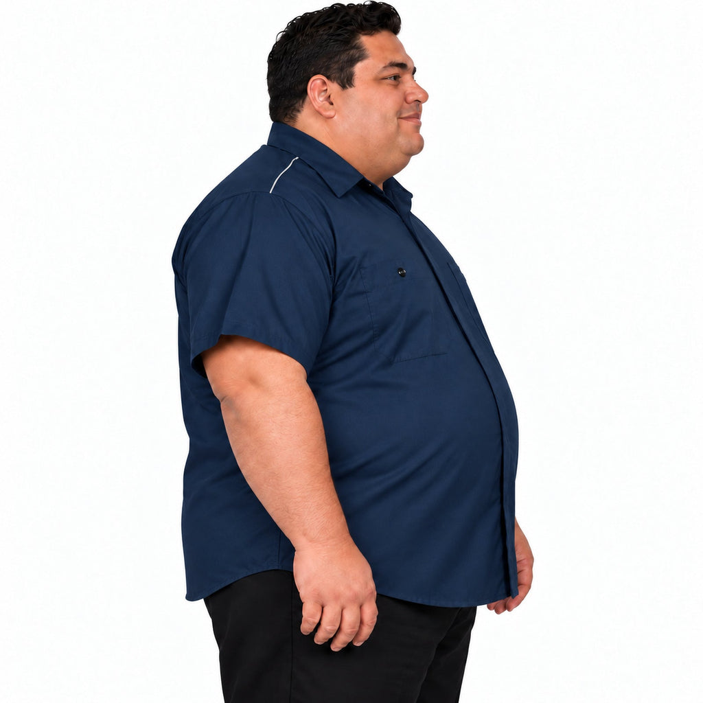 Camisa de trabajo Red Kap SP4A para hombre azul marino, perfil derecho desfajada