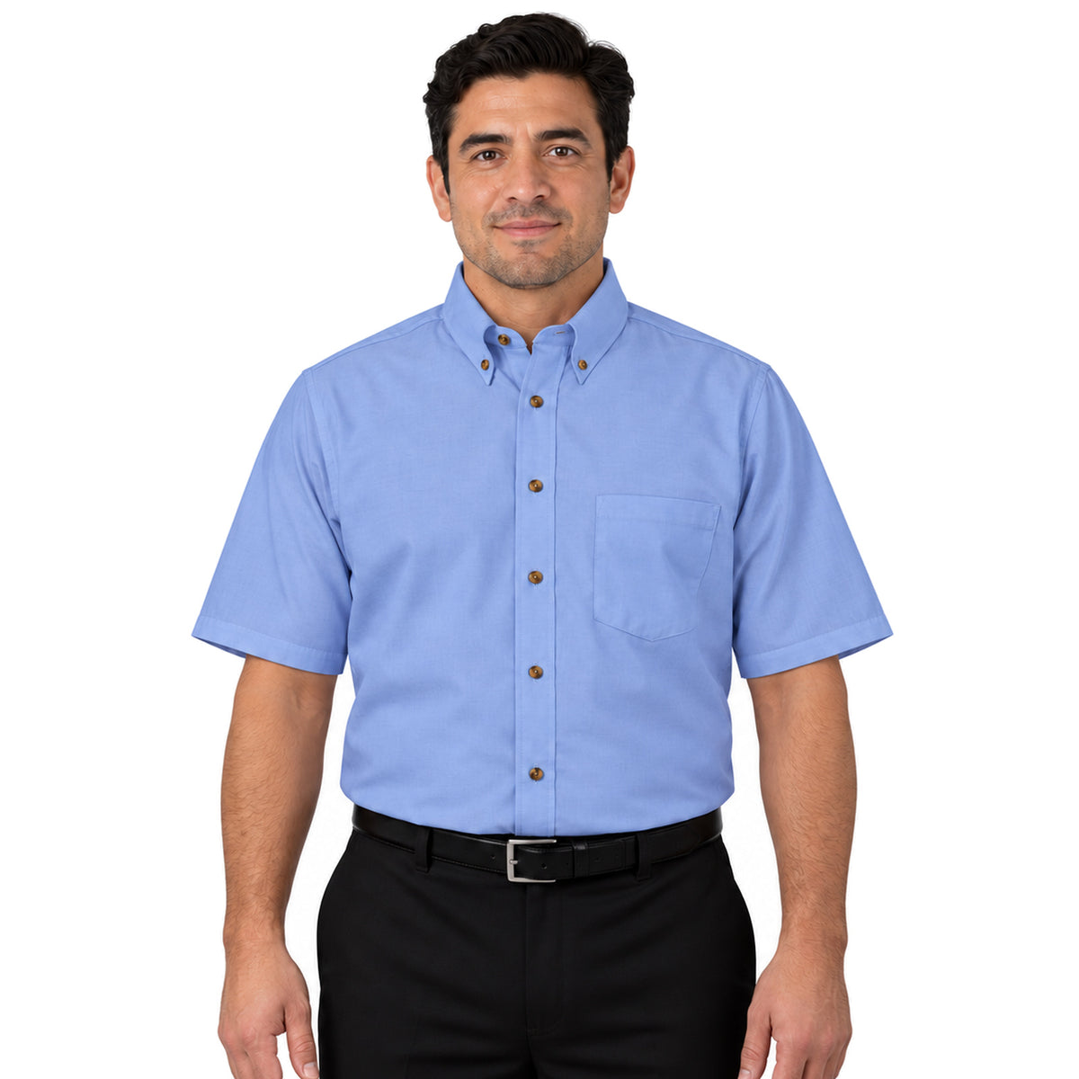 Camisa Red Kap SP80 para hombre en azul cielo, vista frontal fajada | color:azul-cielo