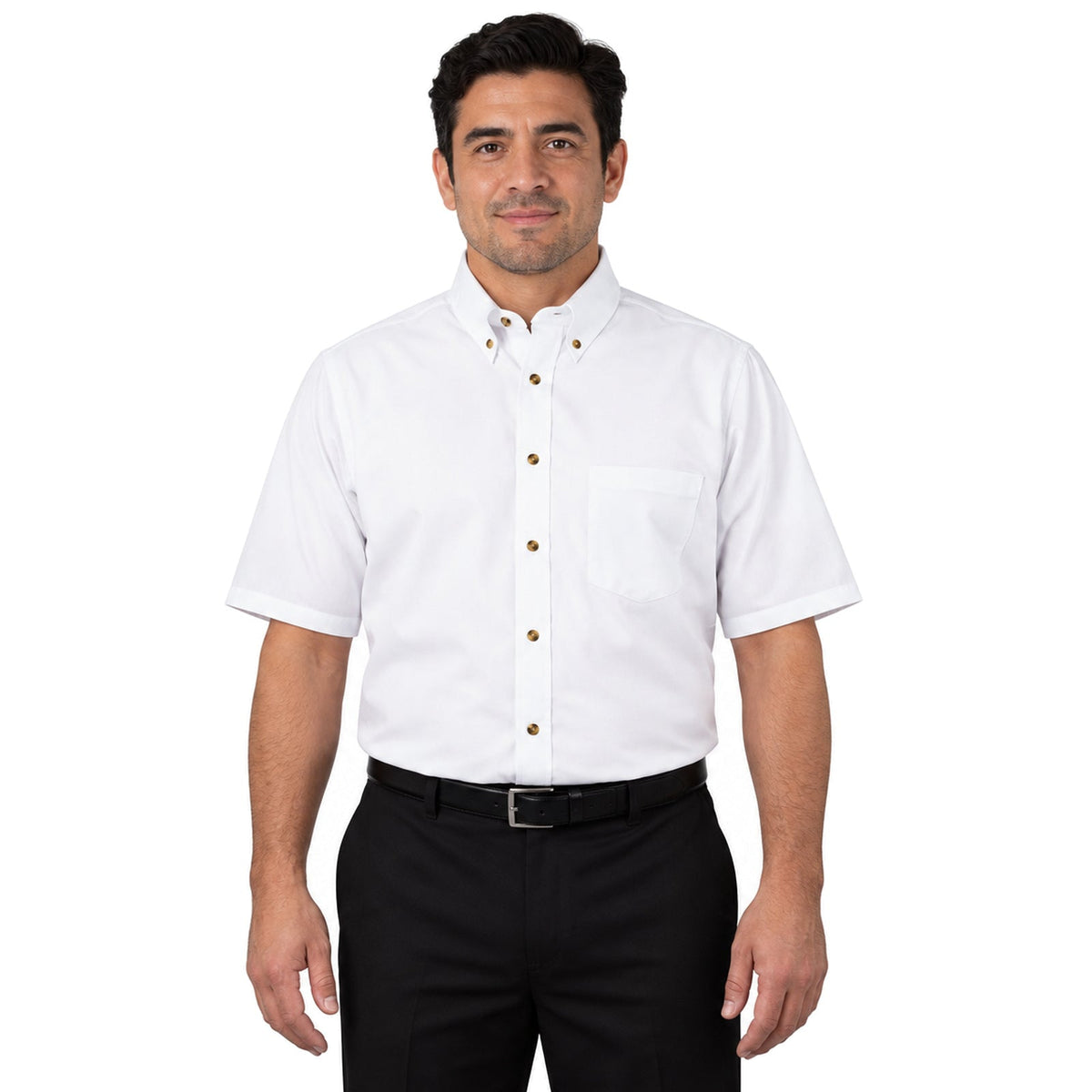 Camisa Red Kap SP80 para hombre en blanca, vista frontal fajada | color:blanca