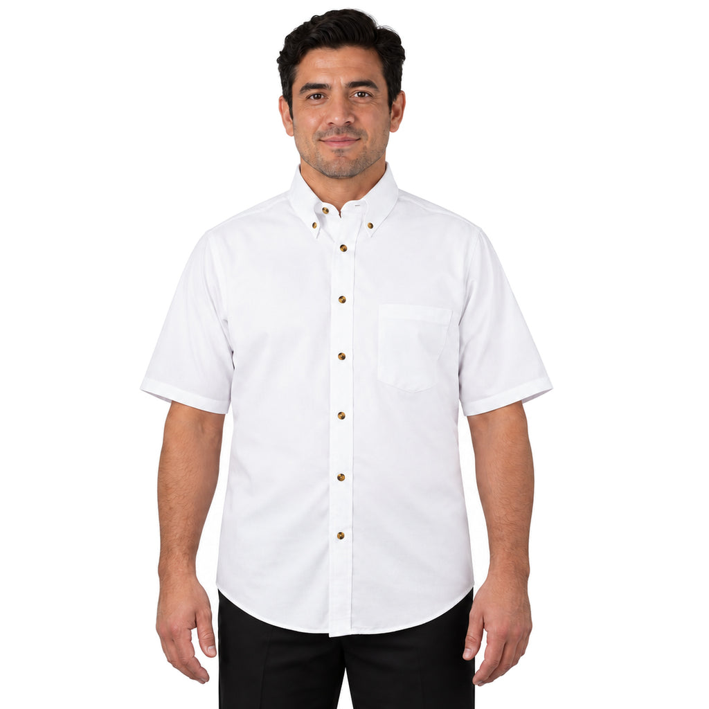 Camisa Red Kap SP80 para hombre en blanca, vista frontal desfajada