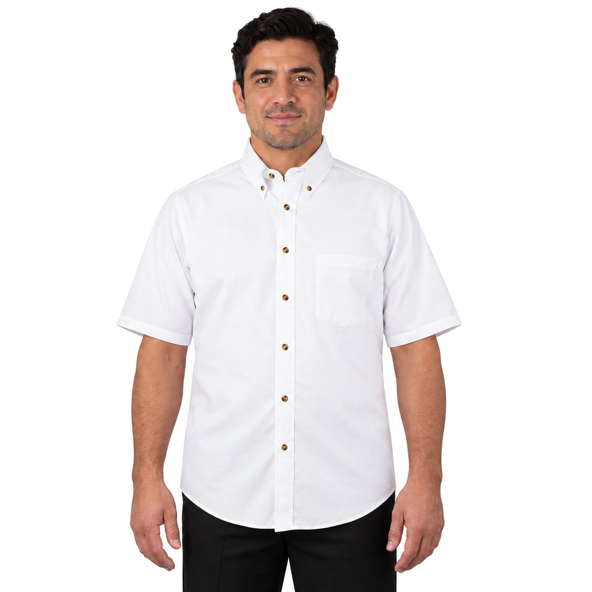 Camisa Red Kap SP80 para hombre en blanca, vista frontal desfajada | color:blanca