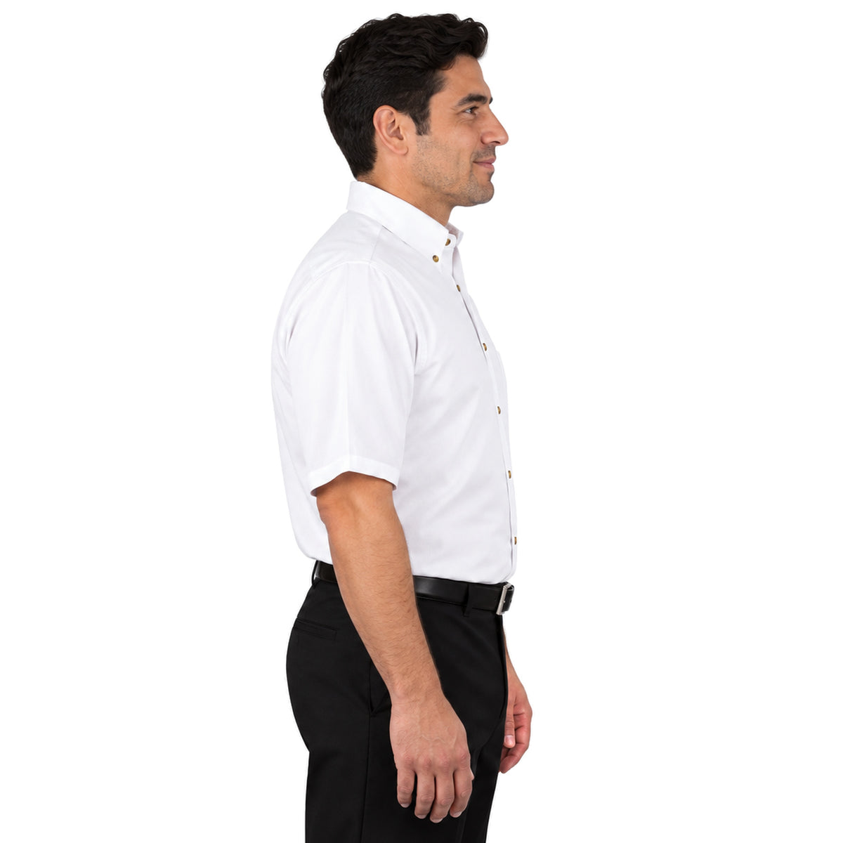 Camisa Red Kap SP80 para hombre en blanca, vista perfil derecho fajada | color:blanca