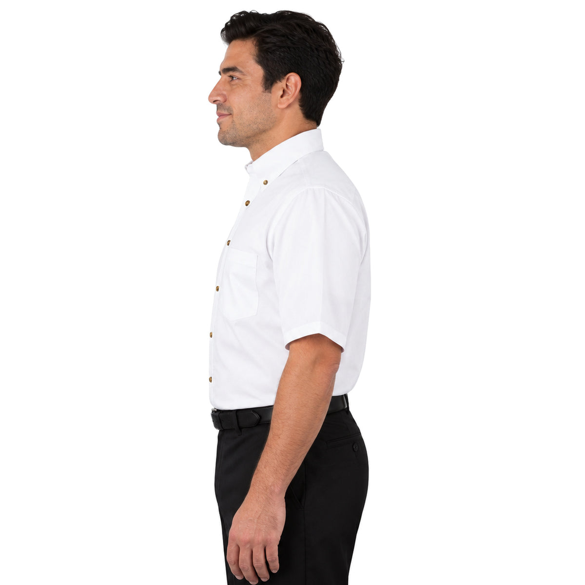 Camisa Red Kap SP80 para hombre en blanca, vista perfil izquierdo fajada | color:blanca
