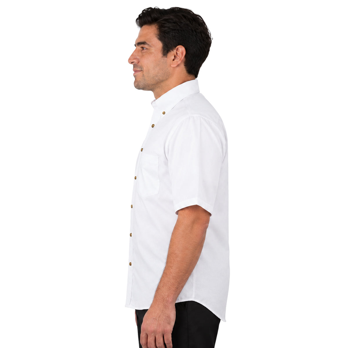 Camisa Red Kap SP80 para hombre en blanca, vista perfil izquierdo desfajada | color:blanca