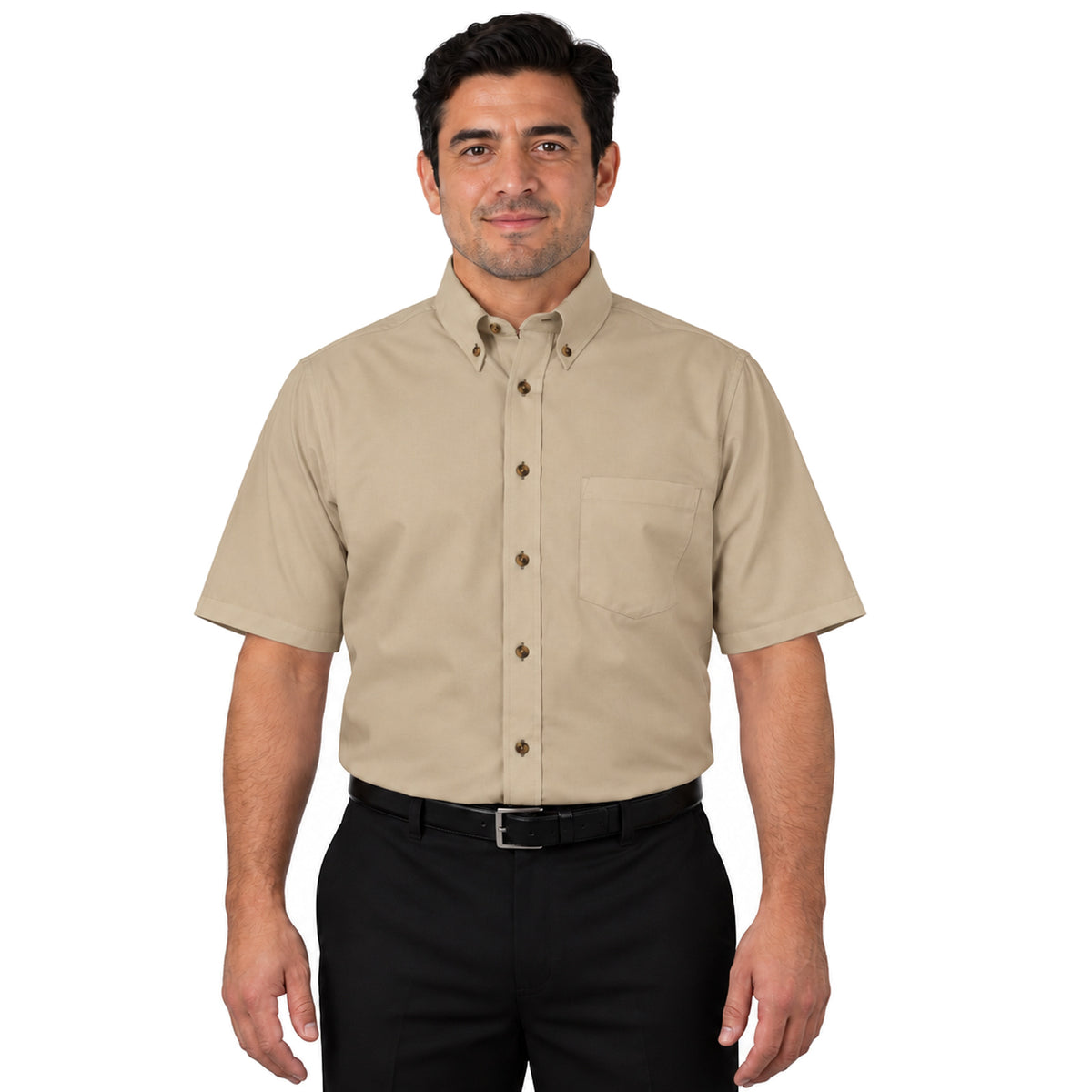 Camisa Red Kap SP80 para hombre en khaki, vista frontal fajada | color:khaki