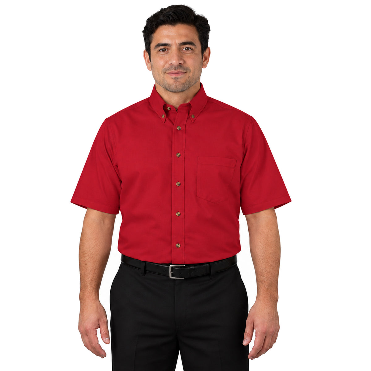 Camisa Red Kap SP80 para hombre en roja, vista frontal fajada | color:roja