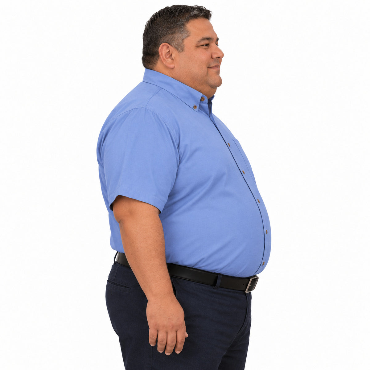 Camisa Red Kap SP80 para hombre talla extra Azul cielo, perfil derecho fajada | color:azul-cielo