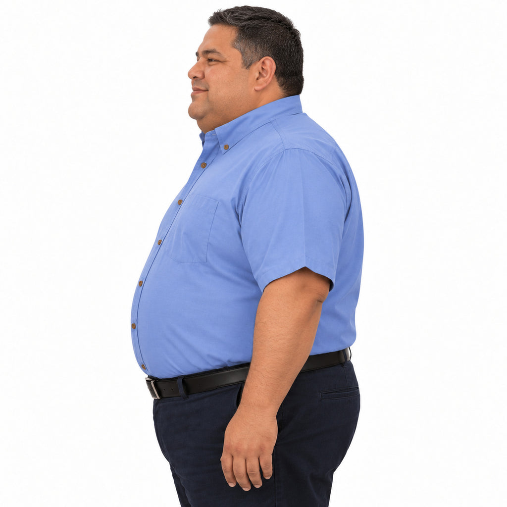 Camisa Red Kap SP80 para hombre talla extra Azul cielo, perfil izquierdo fajada