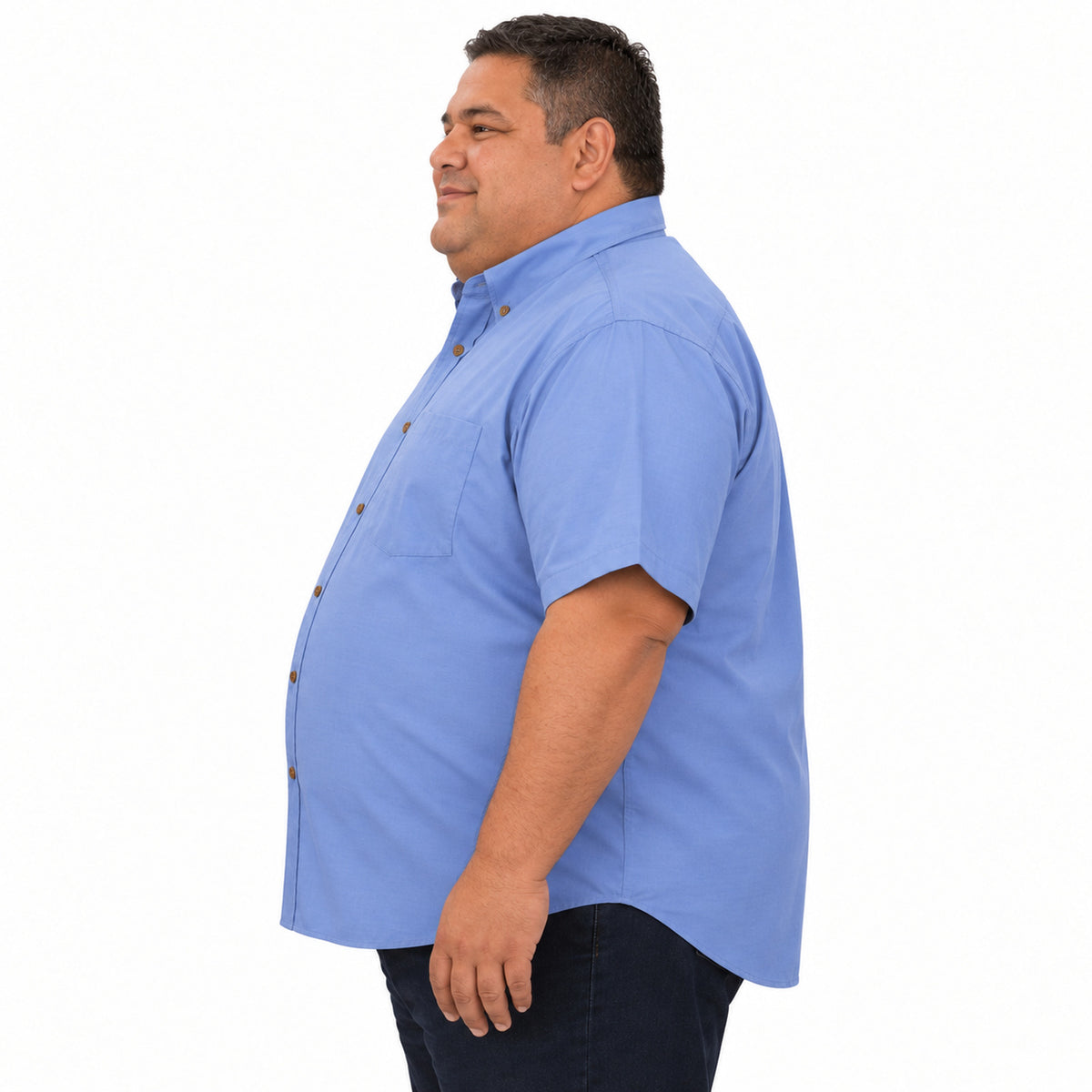 Camisa Red Kap SP80 para hombre talla extra Azul cielo, perfil izquierdo desfajada | color:azul-cielo