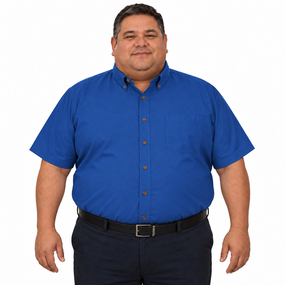 Camisa Red Kap SP80 para hombre talla extra Azul rey, frontal fajada | color:azul-rey