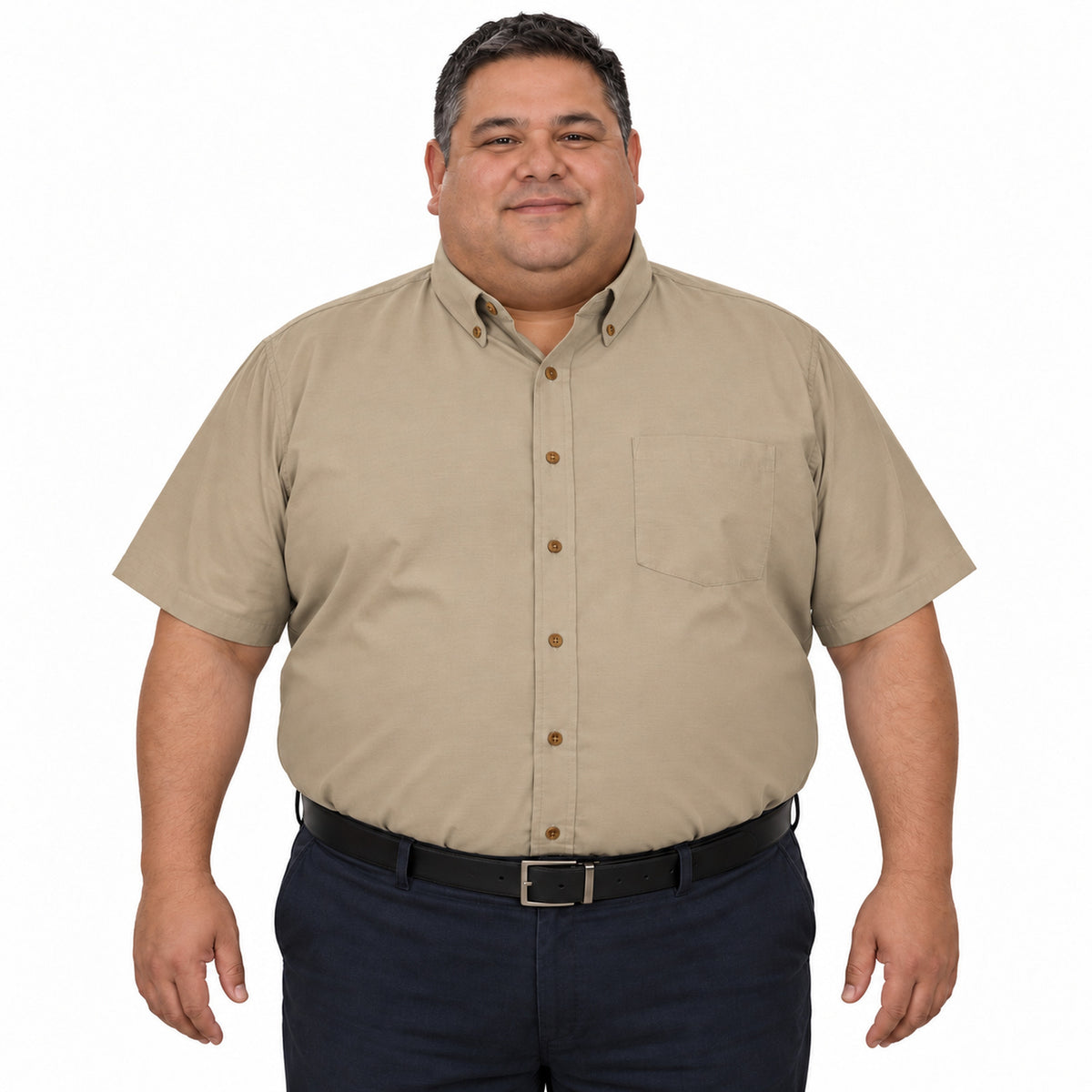 Camisa Red Kap SP80 para hombre talla extra Khaki, frontal fajada | color:khaki