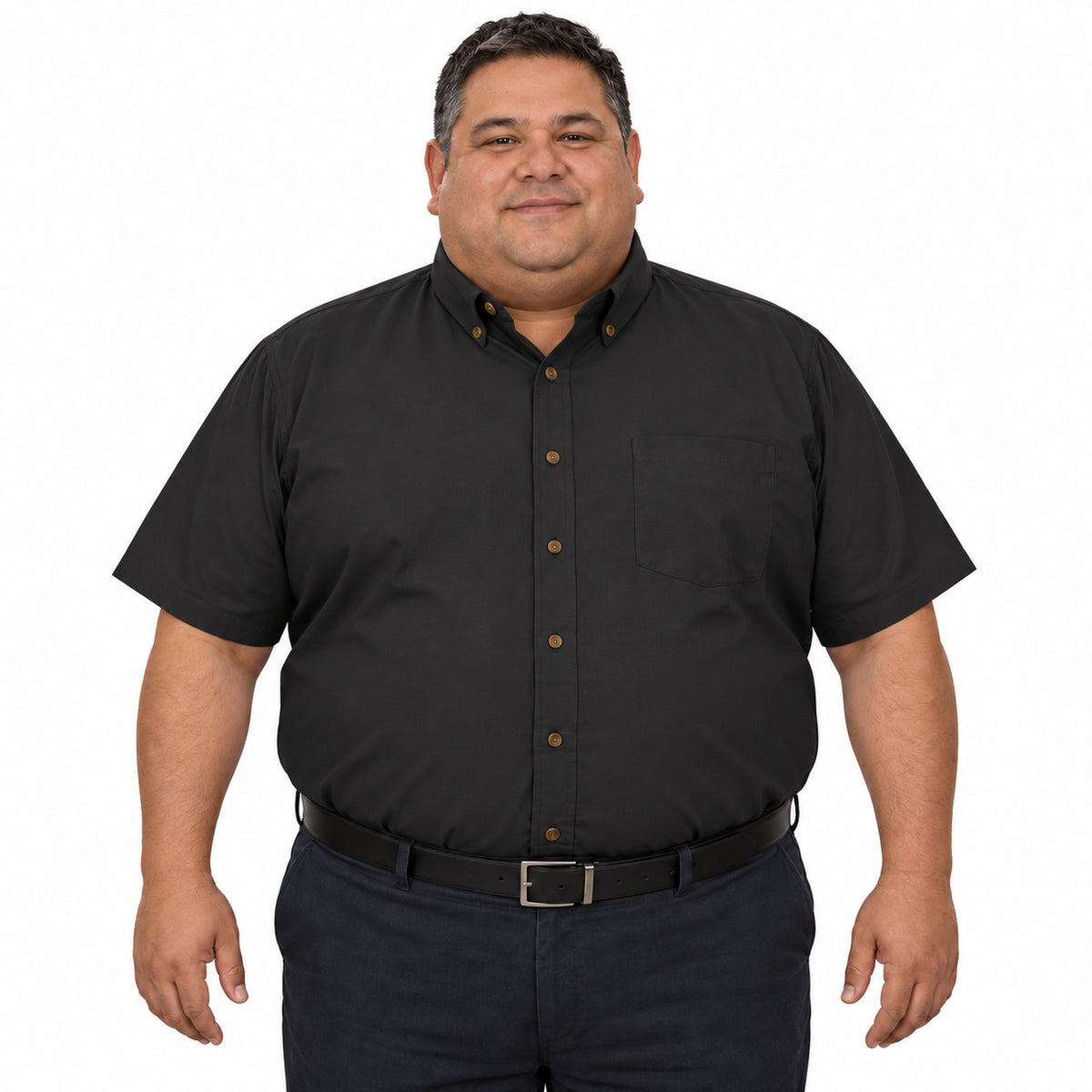 Camisa Red Kap SP80 para hombre talla extra Negra, frontal fajada | color:negra