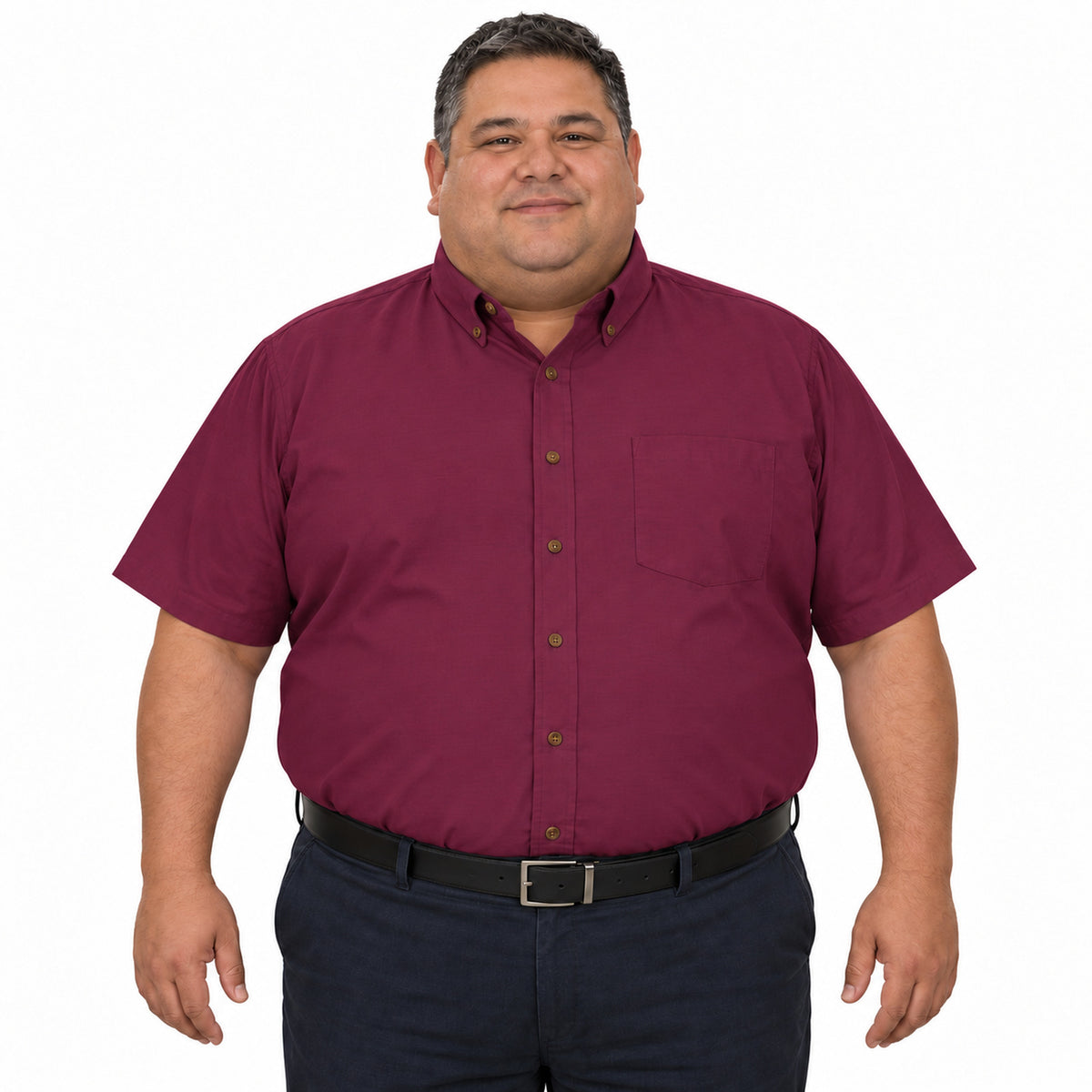 Camisa Red Kap SP80 para hombre talla extra Vino, frontal fajada | color:vino