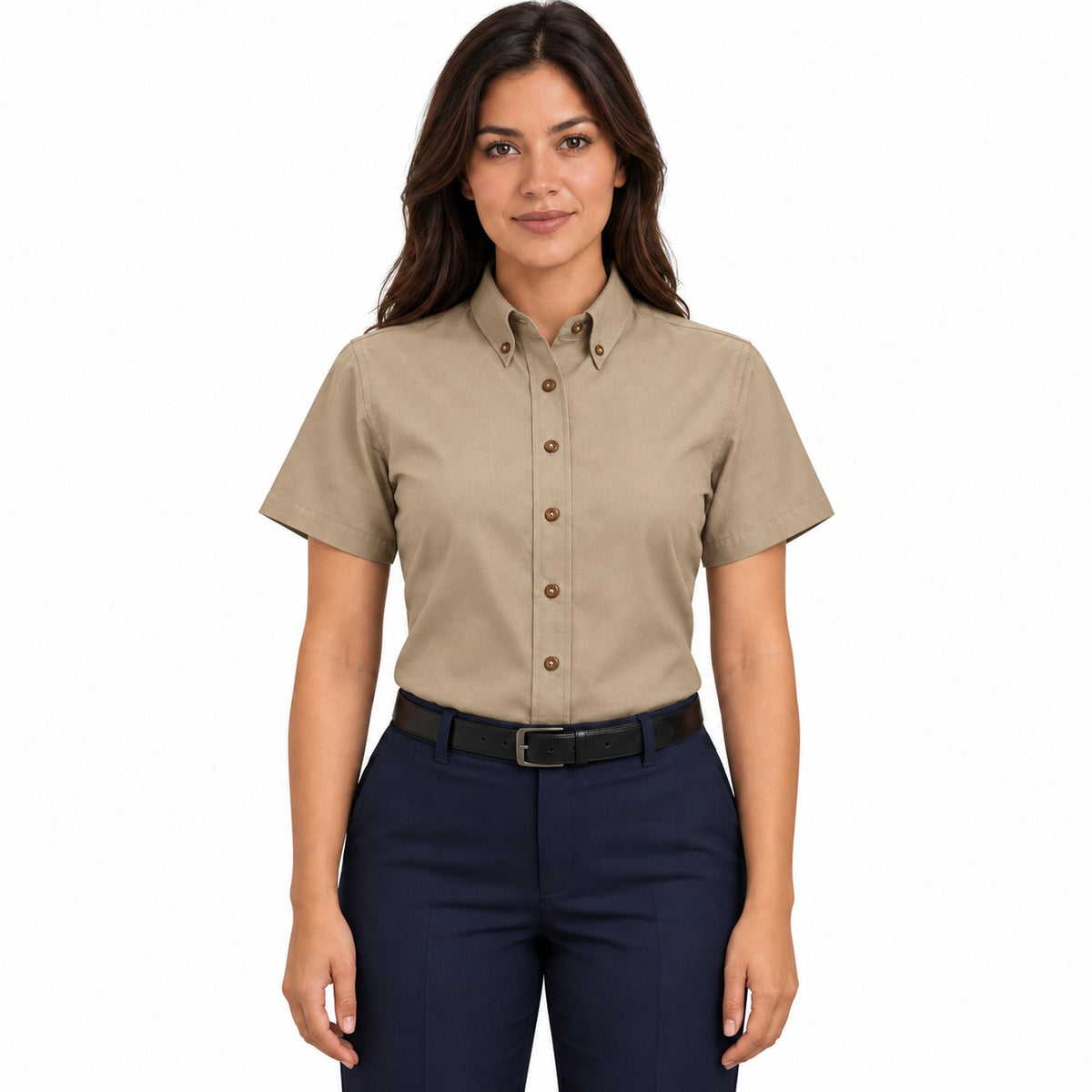 Blusa Red Kap SP81 mujer khaki, frontal fajada | color:khaki